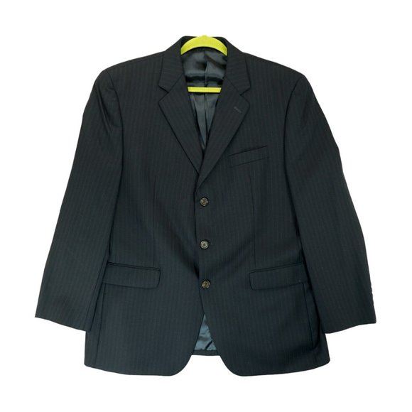 Ralph Lauren for Dillard's Mens Blazer Size 44R Black‎ Pinstriped 100% Wool - Picture 6 of 6